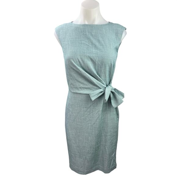 NEW Ann Taylor Blue Sleeveless Tie Waist Career Office Business Sheath Dress 0 - Picture 1 of 9
